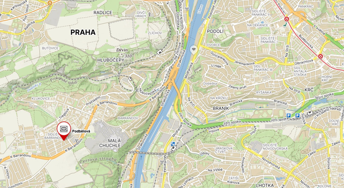 Mapa lokality Podbělová
